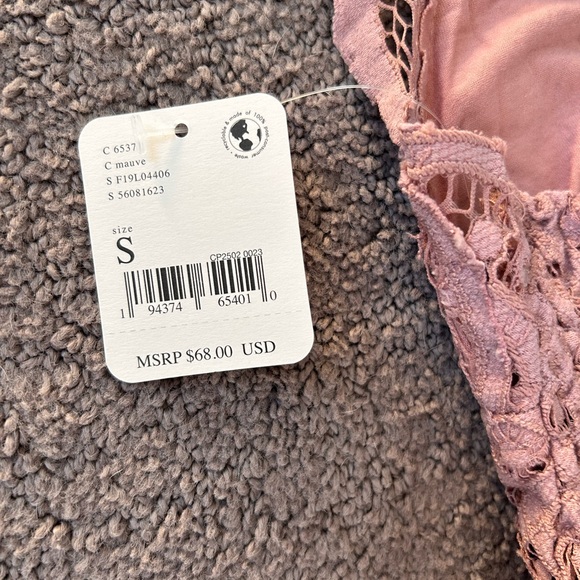 Free People NWT Adella Cami | Dusty Mauve Crochet Lace Tiered Top | Size S - Picture 11 of 11